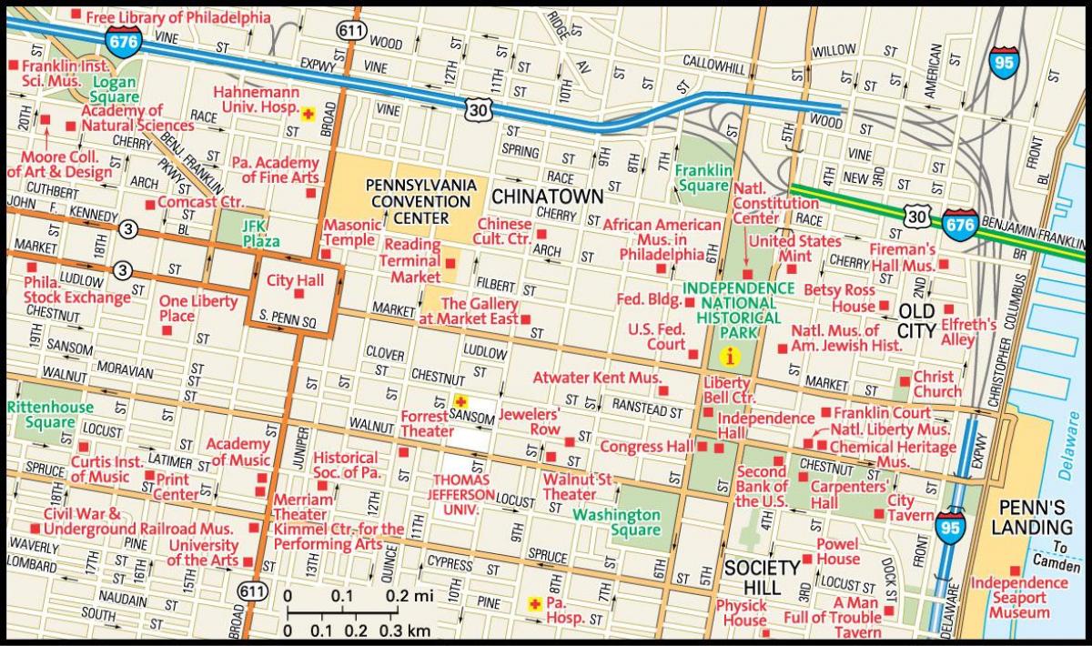 mapa do centro de Filadelfia