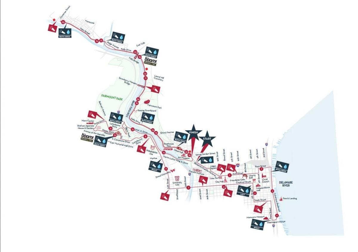 Filadelfia maratón mapa 2015