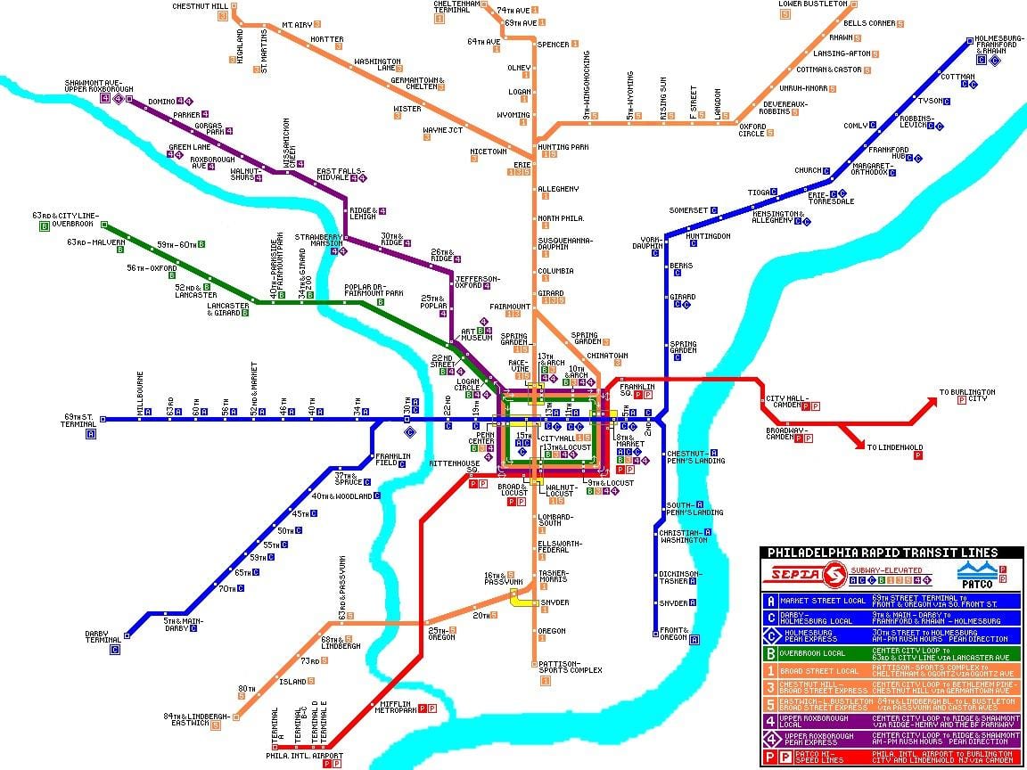 Filadelfia masa sistema de tránsito mapa