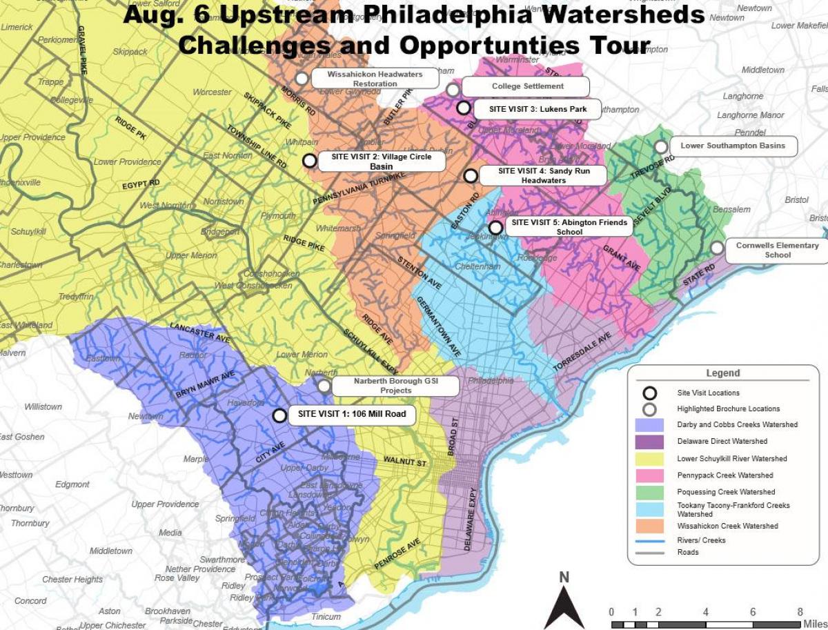 mapa de Filadelfia suburbios