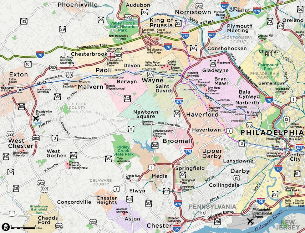 mapa da principal liña de Filadelfia