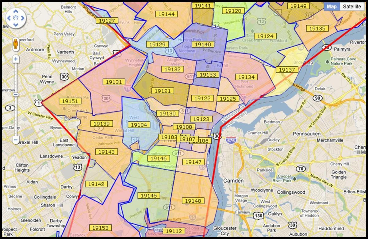 mapa de maior Filadelfia área