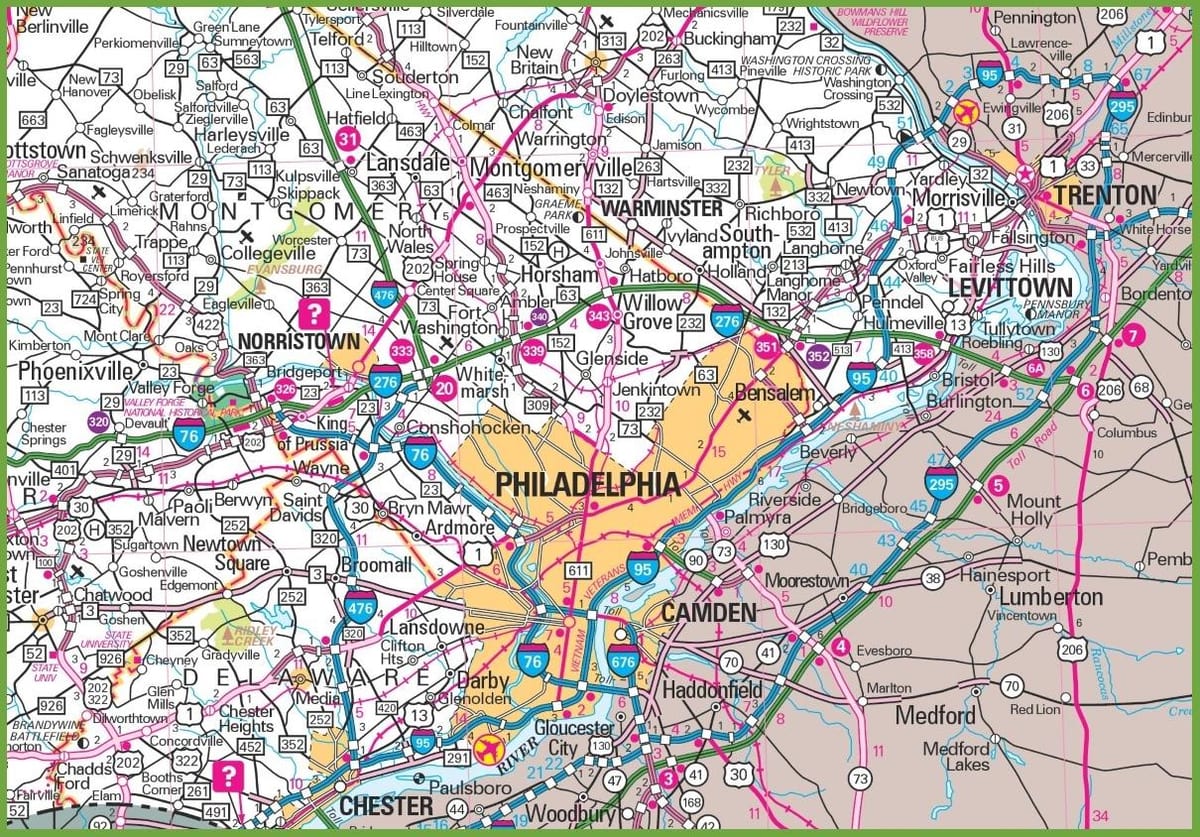Filadelfia área mapa