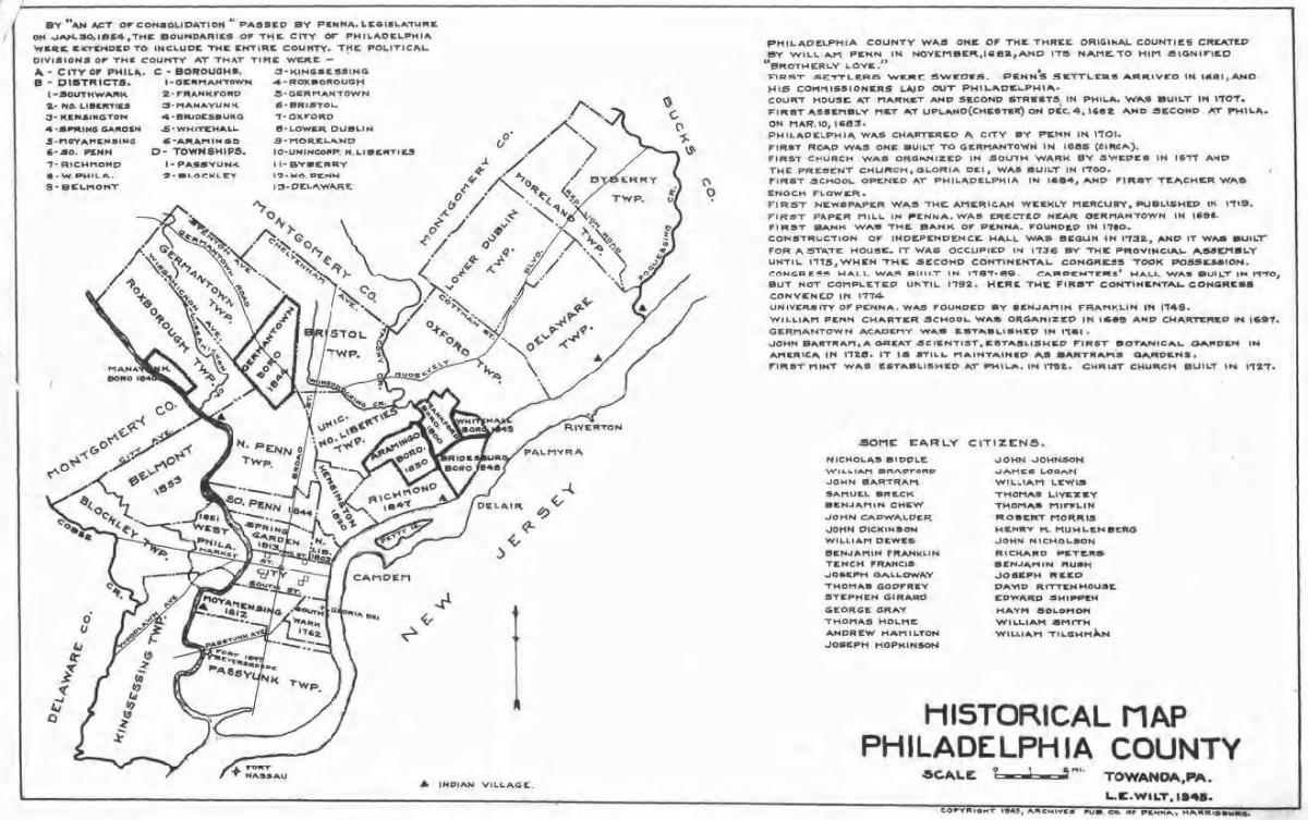 Filadelfia condado mapa