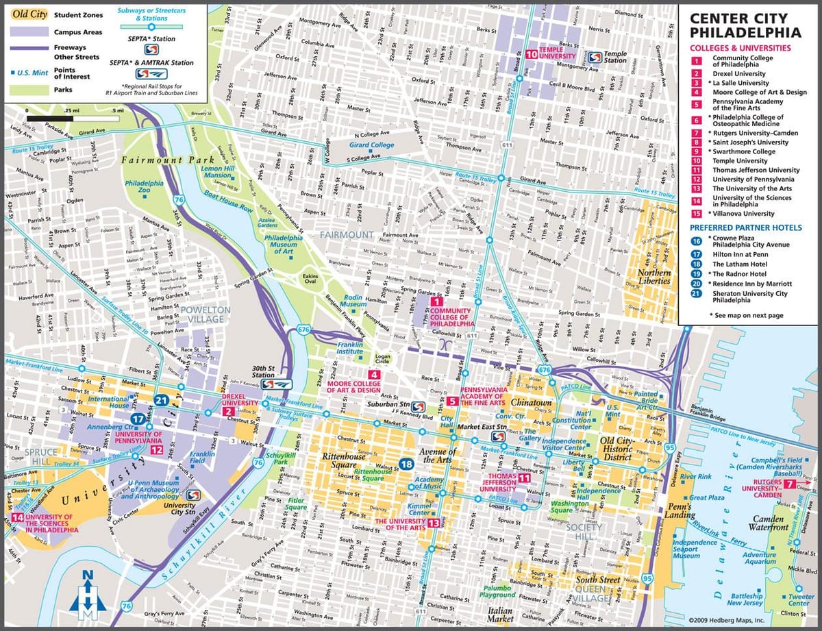Philly mapa turístico