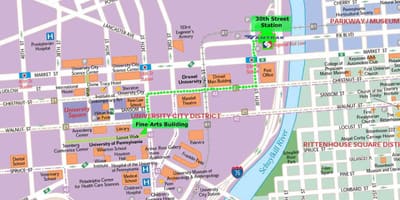 Mapa de Filadelfia atraccións