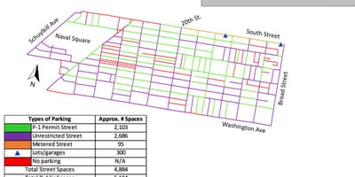 Libre de aparcamento na rúa Filadelfia mapa