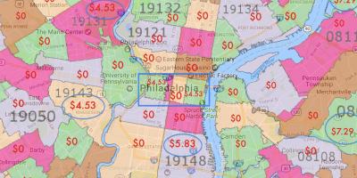 Philadelphia e as áreas circundantes mapa